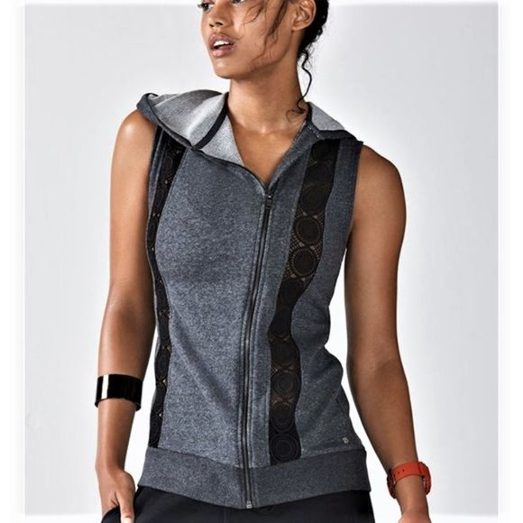 Fabletics Tops - NWOT Fabletics Paige hooded vest w/ lace S